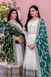 Indian Designer Heavy Faux Georgette With Embroidery Sequence Work With Fancy Latkan Border With Sleeve With Tassels Dress - Product Image 4