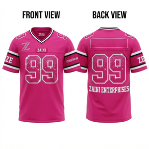 Jersey de Fútbol Americano para Mujer, 260 GSM, Tejido de Poliéster Premium, Rosa, Negro, Blanco, Panel de Manga, Sublimación Personalizada, Bordado - Product Image 1