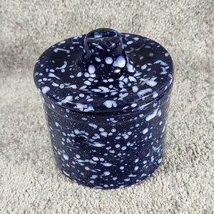 Artistic Speckled <b>Storage</b> Jar With Snug Fit Lid Durable Finish Compact Space Saving Design Stylish <b>Kitchen</b> Counter Organizer - Product Image 2