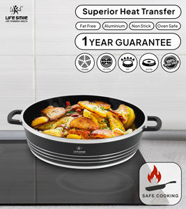 Juego de 6 Ollas Bajas Antiadherentes, Revestimiento Saludable Libre de PFOA, Utensilios de Cocina Negros de Lujo con Tapas - Product Image 5