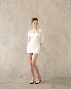 Wholesale Women's Square-Neck <b>Long</b> Sleeve Lace Bodycon Mini <b>Dress</b> ET3452 - Product Image 6