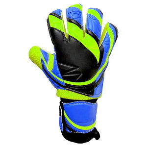 Guantes de Portero de Fútbol, Dedos Completos, Color Verde Neón, Diseño Agrietado, Transpirables, Antideslizantes, Cierre de Velcro, Unisex - Product Image 3
