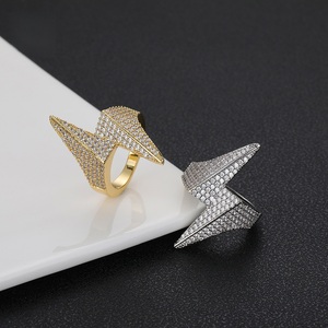Mens 925 <b>Silver</b> Moissanite Lightning Bolt <b>Ring</b> Iced Pave <b>Statement</b> Jewellery Luxury Fashion <b>Ring</b> For Men - Product Image 4
