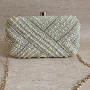 Modern Pearl Embellished Beaded Bridal Clutch Handmade Flower Crystal Evening Purse Custom <b>Wedding</b> Decoration Gift - Product Image 5