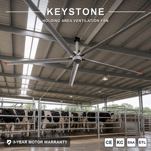 พัดลมเพดาน HVLS ขนาดใหญ่สำหรับพื้นที่เลี้ยงสัตว์ ความเร็วต่ำ ปริมาณลมมาก โซลูชั่นระบายอากาศและทำความเย็นในโรงเรือนปศุสัตว์ - Product Image 1