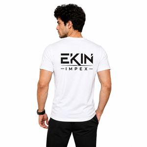 Custom Men <b>Plain</b> <b>White</b> T Shirt Cotton Crew Neck Casual Slim Fit Printed Logo Fashion Basic Summer <b>Tee</b> - Product Image 4