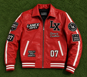 Custom Red <b>Leather</b> Varsity <b>Jacket</b> <b>Men</b> Embroidered Letterman Bomber <b>Jacket</b> with Chenille Patches OEM ODM Wholesale Manufacturer - Product Image 6