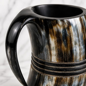 Mug Viking authentique 100% corne de buffle véritable, fait main, poli, 500 ml, cadeau d'affaires antique, forme poignée, qualité alimentaire, tasse à miad - Product Image 4