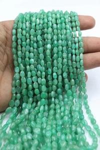 Émeraudes zambiennes naturelles lisses, pierres précieuses en vrac, 4-7 mm, 16 pouces, forme ovale, perles avec poids personnalisable pour la fabrication de bijoux - Product Image 2