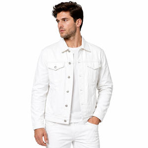 Veste en jean pour homme avec des poches pratiques en denim robuste et une silhouette confortable, conçue pour un style intemporel OEM - Product Image 1
