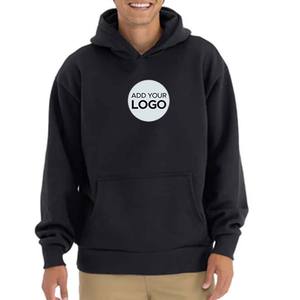 Sudaderas Personalizadas de Algodón con Capucha / Sudaderas Extra Grandes de Forro Polar Negro Liso y Grueso - Product Image 1