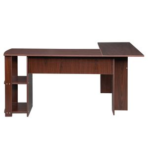 Scrivania per computer ad angolo retto in legno a forma di L con librerie a due livelli RT - Product Image 6