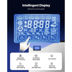 เครื่องทำน้ำแข็งสำหรับครัวเชิงพาณิชย์ ขนาด 800 ปอนด์/24 ชั่วโมง พร้อมระบบทำความสะอาดตัวเอง และถังเก็บน้ำแข็งขนาดใหญ่ 500 ปอนด์ - Product Image 5