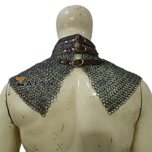 ชุดเกราะอัศวินยุคกลางแท้  ปลอกคอเหล็กถักแบบไบชอป  ปลอกคอเหล็กถักแบบกอร์เก็ต  งานฝีมือโลหะ - Product Image 2