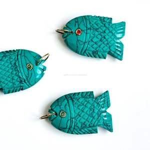 Colgante de Pez Turquesa Azul AAA, Plata 925, Hecho a Mano, Amuleto de Pez con Gema, Collar Tallado a Mano, Joyería de Cristal Curativo, Venta al por Mayor - Product Image 6