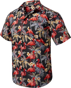 Chemise Hawaïenne Décontractée pour Homme à Manches Courtes, Imprimé Floral, Respirante, en Popeline, Col Rabattu, Spandex Polyester 140g, Idéale pour les Vacances d'Été - Product Image 5