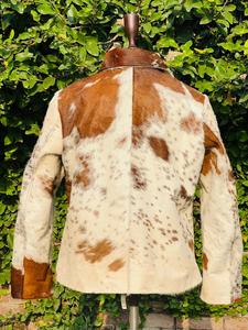 <b>Men's</b> Cowhide <b>Leather</b> <b>Jacket</b> With Animal Print Zipper Closure Turn-down Collar Casual Winter Wear Unisex <b>Leather</b> <b>Jackets</b> Hair on - Product Image 2