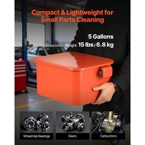 Lavatrice Portatile per Componenti in Acciaio con Capacità di 5, 3,5 e 0,4 Galloni per Cura Automobilistica, Uscita Massima Pompa 3,5 Litri/Minuto - Product Image 3