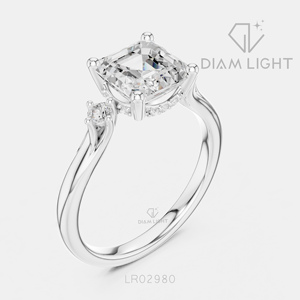 Bague de fiançailles en or blanc 14 carats avec diamant de laboratoire taille Asscher 1,78 carat, certifiée IGI, bijoux fins pour femmes, idéale pour offrir - Product Image 2