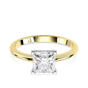 Anillo de Compromiso Solitario de Diamante Cultivado en Laboratorio con Corte Princesa en Oro Sólido de 14K, Chapado en Rodio, Clásico Cuadrado, para Aniversario o Boda - Product Image 1