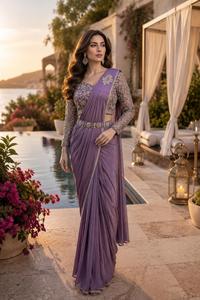 <b>Red</b> Embroidered Silk <b>Saree</b> With Blouse For Women Traditional Wedding Wear Floor-Length Regular Fit India Pakistan Style - Product Image 4