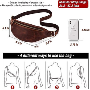 Sac banane vintage en PU camouflage Econex Sports avec bandoulière arquée détachable, fermeture éclair, style chasse unisexe - Product Image 6