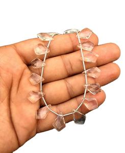 22 pièces de pierres précieuses en cristal naturel à facettes forme fantaisie perles de Briolette incolore Quartz clair bijoux de bricolage vente en gros - Product Image 1