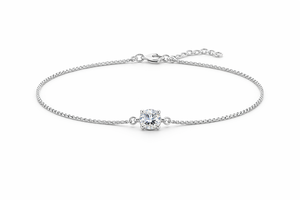 Bracelet classique solitaire en argent sterling rhodié avec zircon cubique Rhaya Jewels pour les fêtes de mariage et les cadeaux pour enfants - Product Image 2
