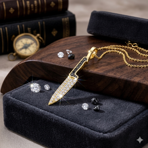 Pendentif testeur de diamants naturels en or 14 carats, couteau de chef de cuisine, bijoux fantaisie pour hommes et femmes, pendentifs raffinés, breloques VVS - Product Image 6