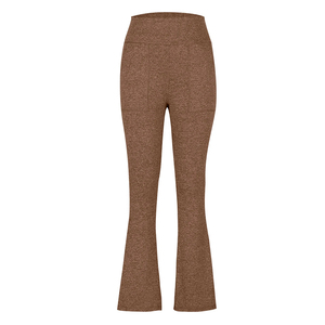Legging évasé taille haute marron pour femme, respirant, extensible dans les quatre sens, idéal pour l'entraînement et le fitness – Meilleure vente - Product Image 1