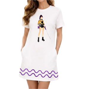 Vestido de Verano para Mujer, Personalizado, de Manga Corta, Cuello Redondo, con Lentejuelas y Bordado, Casual, Transpirable, con Bolsillos, Venta al Por Mayor - Product Image 1