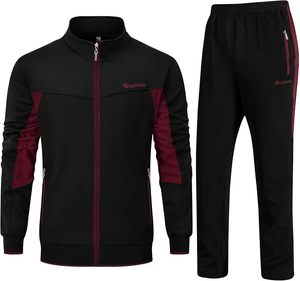 <b>Men</b> <b>Tracksuit</b> Set Full Zip <b>Velour</b> Leopard Print Long Sleeve Sweatshirt Elastic Waist Pants Casual Jogging Wear - Product Image 1