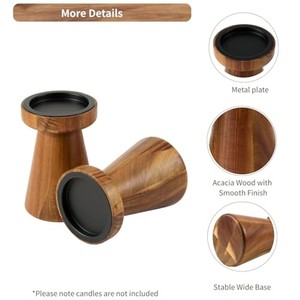 Portavelas Geométrico de Madera de Acacia, Estilo Rústico Desgastado, Venta al por Mayor - Product Image 4