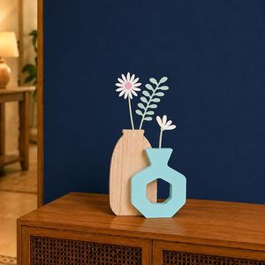 Jarrón Decorativo de Bambú Pintado, Minimalista, Redondo, Centro de Mesa para Bodas, Decoración para Baño y Hogar - Product Image 3