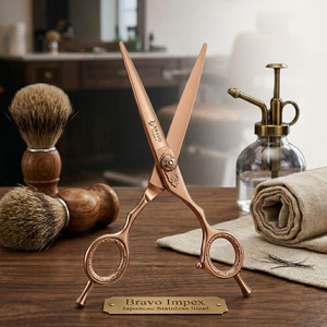 Ciseaux de barbier pour droitiers, en acier inoxydable, lame courbée, ciseaux professionnels pour la coupe de cheveux, pour barbier, styliste, salon - Product Image 1