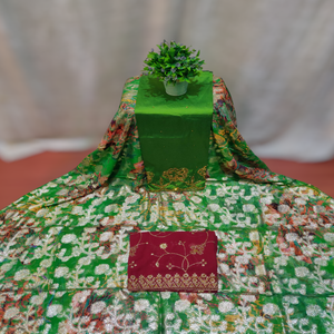 Le Charme Ethnique Classique : Tissu de Robe Somalien Fransawi Dirac Luxueux avec Motif Floral en Chiffon Respirant - Product Image 1