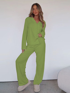 Ensemble pyjama imprimé pour femmes, haut à col rond et pantalon long, vêtements de nuit doux, vêtements de détente confortables, costume de nuit décontracté pour la maison - Product Image 5