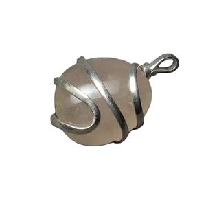 Colgante de Piedra Natural de Ágata y Cuarzo Rosa, Ecológico, Tallado y Envuelto en Alambre, Collar con Colgante de Piedra Preciosa - Product Image 1