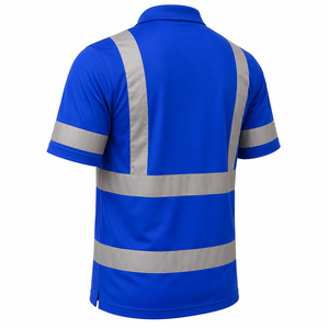 Camiseta Polo de Seguridad Reflectante Azul de Alta Visibilidad para Hombre, Manga Corta, Uniforme de Trabajo para Todas las Temporadas, Uso en Guardia, Material de Poliéster - Product Image 6