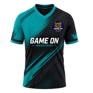 Game On Industries Men's V-Neck Soccer Jersey Sublimated Moisture Wicking Purple Black Gold <b>Athletic</b> Fit Short Sleeve - Product Image 3