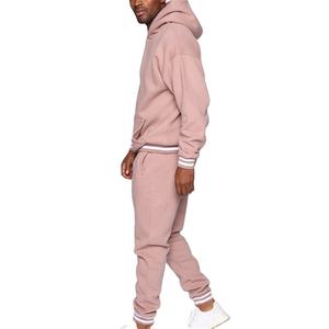 <b>Men</b> Hooded Tracksuit Set Full Length Cotton Sweatshirt and Jogger Pants Solid Color Side Pockets Casual Autumn Wear - Product Image 3