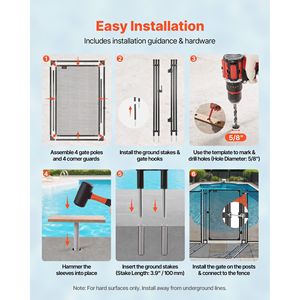 Kit de Puerta para Piscina de 4 x 2.5 pies, Puerta de Seguridad para Piscina Enterrada con Pestillo Metálico, 352 Gsm Tes - Product Image 5
