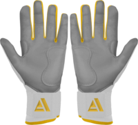 Guantes de béisbol de cuero Adiha Impex, blancos y amarillos, con cierre de velcro, unisex, para entrenamiento de adultos.