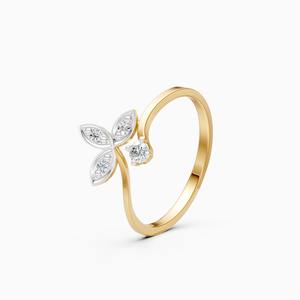 แหวนเพชรทรงใบไม้ประดับเพชรแล็บโกรว์ 0.106 กะรัต ตัวเรือนทองคำ 9K โรสโกลด์ ไวท์โกลด์ เยลโลว์โกลด์ - Product Image 3