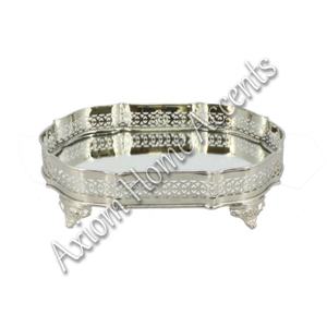 Bandeja DE SERVICIO DE Metal de latón hecha a mano clásica con asa Bandeja de servicio decorativa para Navidad Plateado por Axiom Home Accents - Product Image 6