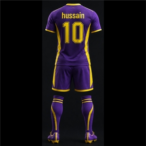 Ensemble d'uniformes de football américain jaunes personnalisés haut de gamme pour hommes – Col rond, manches courtes, évacuation de l'humidité, respirant, grandes tailles, en polyester - Product Image 6