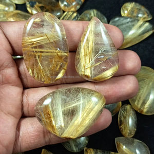 Cabochon de pierres précieuses en vrac rutile doré naturel Quartz de cristal de guérison vente en gros de pierres précieuses en vrac - Product Image 4