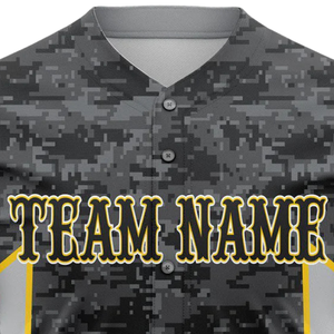 Camiseta de béisbol personalizada para hombre, camuflaje digital gris, uniforme transpirable para equipo de softbol, camisa deportiva atlética con botones para entrenamiento - Product Image 5