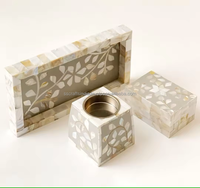 SS CRAFT INDIA Ensemble brûleur de bakhoor en bois de santal incrusté de nacre de coquillage, encens artisanal religieux parfum coriandre