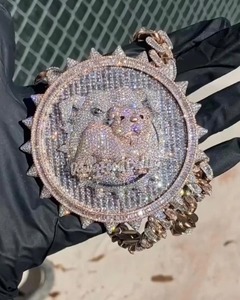 Pendentif animal Bouledogue, Pendentif Bouledogue entièrement serti de diamants, Pendentif personnalisé entièrement serti de diamants, Moissanite VVS1 véritable, Passe le testeur de diamants - Product Image 6